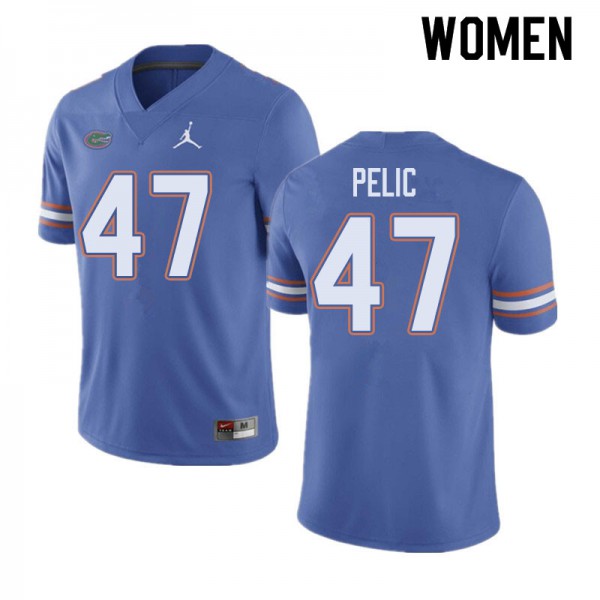 Jordan Brand Women #47 Justin Pelic Florida Gators College Football Jersey Blue